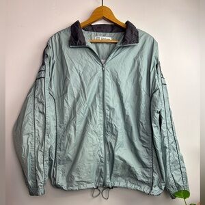 Wilson Vintage 80s Y2K Sz M Preppy Baggy Nylon Varsity raining Jacket Blue teal